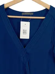 Vorschaubild 3 von Damen Bluse ärmellos V-Ausschnitt Gr. 36/S Blau elegant