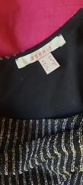 Vorschaubild 2 von Damen Kleid Langarm Gestreift Metallic Gürtel XS schwarz