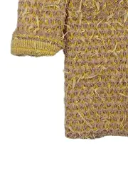 Vorschaubild 4 von Strickjacke Damen Tweed Bouclé Gelb Gr. M/38 Wolle Alpaka