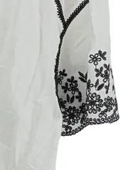 Vorschaubild 3 von Bluse Damen XS Weiß Floral Stickerei Quasten Boho Baumwolle Freizeit