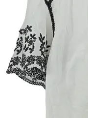 Vorschaubild 2 von Bluse Damen XS Weiß Floral Stickerei Quasten Boho Baumwolle Freizeit