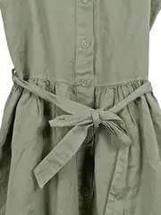 Vorschaubild 3 von Sommerkleid Mädchen Gr. 152 Oliv Midikleid Baumwolle Leinen Freizeit
