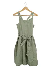 Vorschaubild 1 von Sommerkleid Mädchen Gr. 152 Oliv Midikleid Baumwolle Leinen Freizeit