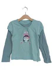 Vorschaubild 1 von Langarmshirt Mädchen Gr. 128 Türkis Katzen-Motiv Baumwolle