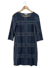 Vorschaubild 1 von Damen Freizeitkleid Gr. 34/XS Blau Kariert Klassisch Elegant