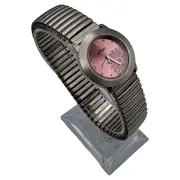 Vorschaubild 2 von Damenuhr Armbanduhr rosa Zifferblatt Blumenmuster Metallarmband