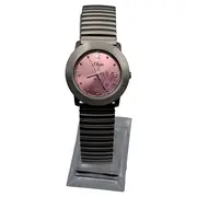 Vorschaubild 1 von Damenuhr Armbanduhr rosa Zifferblatt Blumenmuster Metallarmband