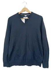Vorschaubild 1 von Herren Pullover V-Ausschnitt Blau Gr. M Baumwolle Klassisch