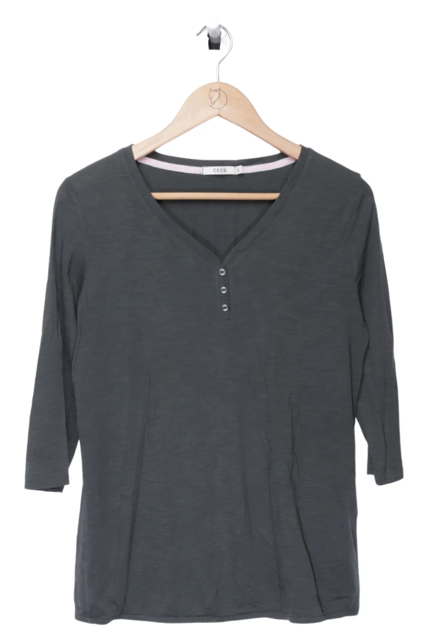 CECIL Damen Langarmshirt Grau Gr. 36/S Basic Casual Baumwolle