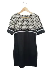 Vorschaubild 1 von Damen Blusenkleid Gr. 36/S Schwarz Hahnentritt Business Elegant Kurzarm