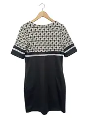 Vorschaubild 2 von Damen Blusenkleid Gr. 36/S Schwarz Hahnentritt Business Elegant Kurzarm