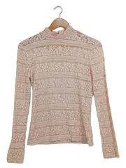 Vorschaubild 1 von Damen Spitzenbluse Langarm Rosa Gr. 36/S Feminin Elegant