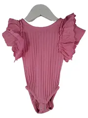Vorschaubild 1 von Baby Body Mädchen Gr. 86 Rosa Rüschenärmel Spitze Rippstrick
