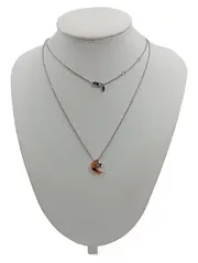 Vorschaubild 1 von Damen Halskette Mondanhänger Silber Roségold mit Box NEU