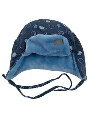 Vorschaubild 1 von Baby Wintermütze 6-9 Monate Blau Sterne Ohrenklappen Fleece