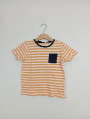 Vorschaubild 2 von Kinder T-Shirt gestreift Gr. 110 Baumwolle Brusttasche