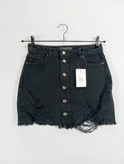 Vorschaubild 4 von Damen Jeansrock Schwarz XS Destroyed-Effekt Minirock Casual