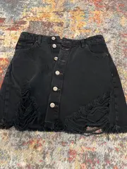 Vorschaubild 5 von Damen Jeansrock Schwarz XS Destroyed-Effekt Minirock Casual