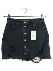 Vorschaubild 1 von Damen Jeansrock Schwarz XS Destroyed-Effekt Minirock Casual