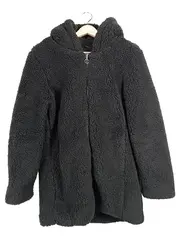 Vorschaubild 1 von Damen Felljacke Teddy Fleece Kapuzenjacke Schwarz Gr. 34/XS