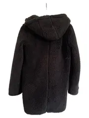 Vorschaubild 2 von Damen Felljacke Teddy Fleece Kapuzenjacke Schwarz Gr. 34/XS
