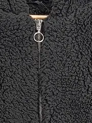Vorschaubild 3 von Damen Felljacke Teddy Fleece Kapuzenjacke Schwarz Gr. 34/XS