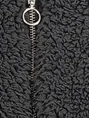 Vorschaubild 5 von Damen Felljacke Teddy Fleece Kapuzenjacke Schwarz Gr. 34/XS