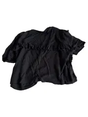 Vorschaubild 4 von Damen Shirt Rüschen Cropped Top Schwarz Gr. S Kurzarm