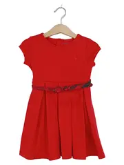 Vorschaubild 1 von Mädchen Kleid Rot Gr. 80/84 mit Gürtel Kariert Preppy
