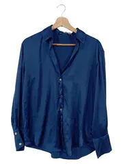 Vorschaubild 1 von Damen Bluse Hemd XS Blau Elegant Langarm Polyester