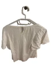 Vorschaubild 3 von Damen T-Shirt Gr. 34/XS Weiß Viskose Lochmuster Feminin