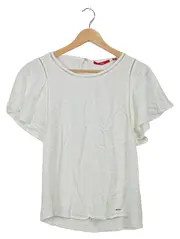 Vorschaubild 1 von Damen T-Shirt Gr. 34/XS Weiß Viskose Lochmuster Feminin
