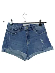 Vorschaubild 1 von Trafaluc Damen Jeans Shorts Gr. 36 W28 Blau Destroyed Fransen