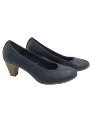 Vorschaubild 1 von Damen Pumps Blockabsatz Blau Gr. 40 Leder Business Klassisch