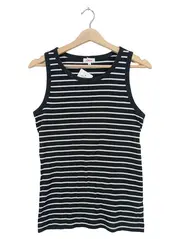 Vorschaubild 1 von Damen Top Gr. 40/L Gestreift Schwarz Maritim Baumwolle Ärmellos