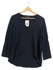 Vorschaubild 1 von Damen Langarmshirt V-Ausschnitt Basic Uni Schwarz Gr. 38/M