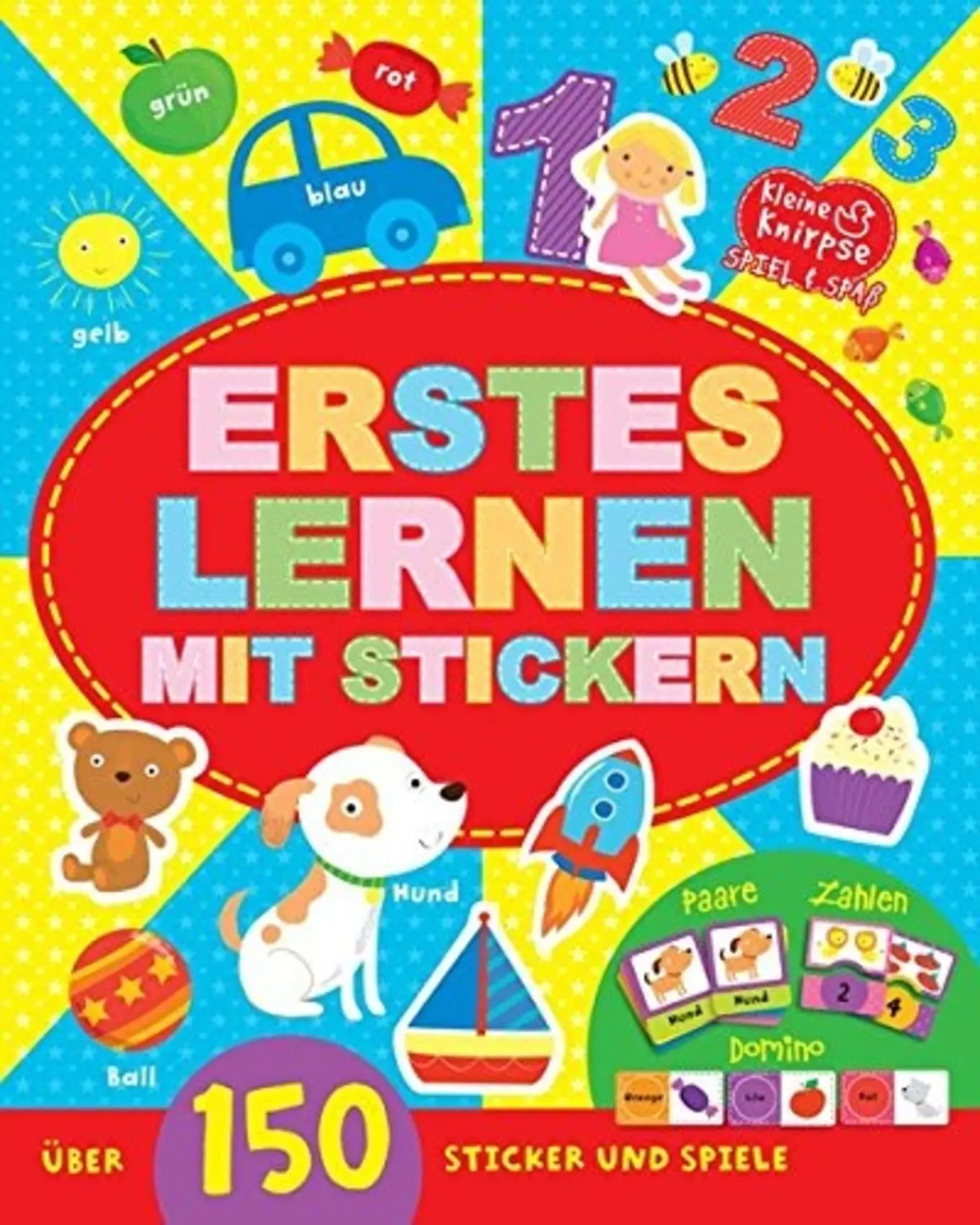 KLEINE KNIRPSE SPIEL & SPASS Stickerbuch Erstes Lernen mit Stickern Kinder Vorschule Zahlen Farben Tiere