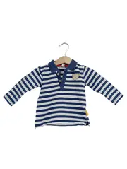 Vorschaubild 1 von Poloshirt Baby Junge Gr. 68 blau weiß gestreift Bär Langarm