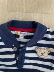 Vorschaubild 3 von Poloshirt Baby Junge Gr. 68 blau weiß gestreift Bär Langarm