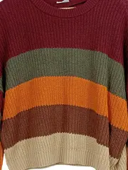 Vorschaubild 2 von Damen Pullover gestreift Gr. 32/XXS Mehrfarbig Casual Strickpullover