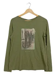 Vorschaubild 1 von Damen Langarmshirt Oliv Print Life is a Ride Gr. M