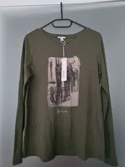 Vorschaubild 3 von Damen Langarmshirt Oliv Print Life is a Ride Gr. M