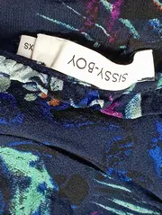 Vorschaubild 3 von Damen Freizeitkleid Gr. 34/XS Blau Blumenmuster Bohemian Viskose