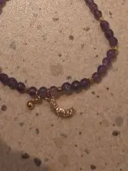 Vorschaubild 2 von Damen Armband Amethyst Perlen Mond Anhänger Gold Lila 14,5cm