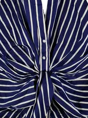 Vorschaubild 2 von Bluse Damen Gr. S Blau Gestreift Ärmellos Elegant Baumwolle Freizeit