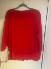 Vorschaubild 2 von Damen Shirt Wickeloptik Rot Gr. 46 3/4-Arm Elegant Viskose