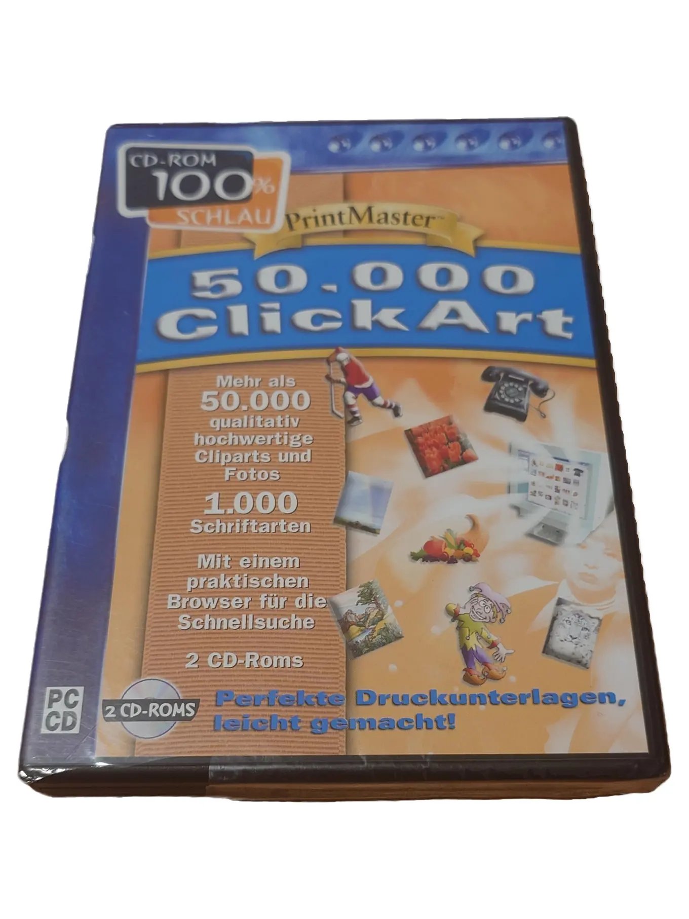 PRINTMASTER Design Software PC CD-ROM 50.000 Cliparts Fotos Schriften Deutsch