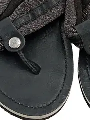 Vorschaubild 4 von Damen Zehentrenner Sandalen Gr. 38 Schwarz Glitzer Flip Flop