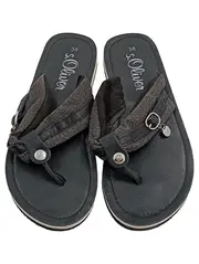 Vorschaubild 1 von Damen Zehentrenner Sandalen Gr. 38 Schwarz Glitzer Flip Flop