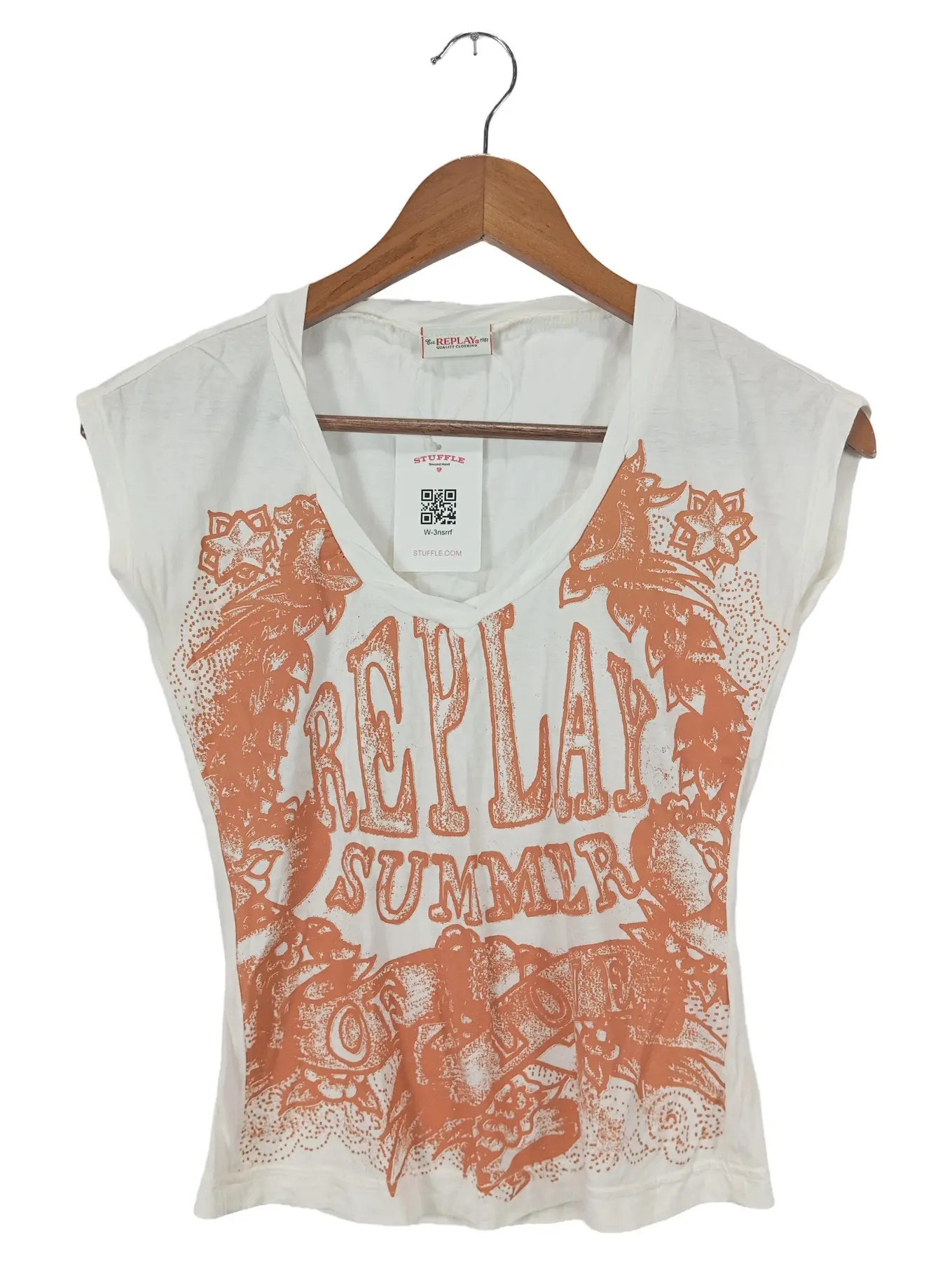 REPLAY Kinder T-Shirt Gr. 122 Weiß Baumwolle Logo Print Streetwear